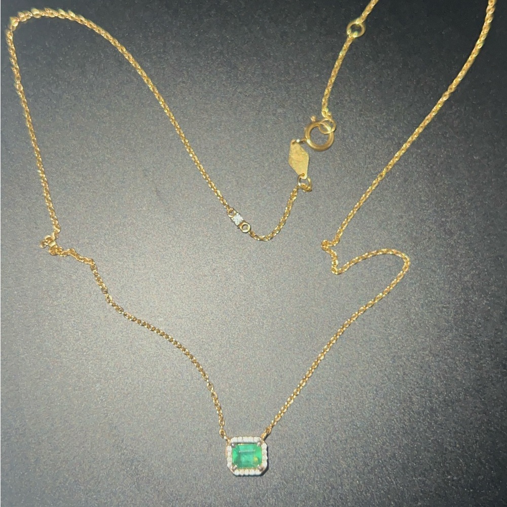 Emerald & Diamond 18K Yellow Gold Necklace